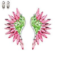Marquise Gem Cluster Angel Wings Metal Clip EARRINGS Ecq52Gcl