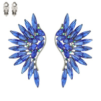 Marquise Gem Cluster Angel Wings Metal Clip EARRINGS Ecq52Gcl