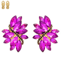 Marquise Gem Leaf Cluster Metal Clip EARRINGS