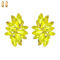 Marquise Gem Leaf Cluster Metal Clip EARRINGS