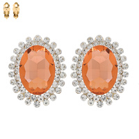 OVAL CUT SUNBURST DOUBLE HALO CLIP ON EARRINGS