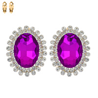 OVAL CUT SUNBURST DOUBLE HALO CLIP ON EARRINGS