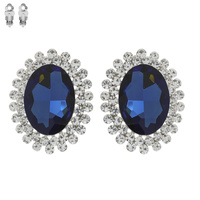 OVAL CUT SUNBURST DOUBLE HALO CLIP ON EARRINGS