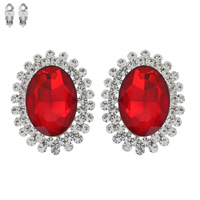 OVAL CUT SUNBURST DOUBLE HALO CLIP ON EARRINGS