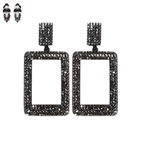 SQUARE RHINESTONE CLIP EARRING
