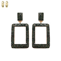 OPEN RECTANGLE CRYSTAL RHINESTONE CLIP-ON EARRINGS