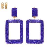 OPEN RECTANGLE CRYSTAL RHINESTONE CLIP-ON EARRINGS