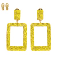 OPEN RECTANGLE CRYSTAL RHINESTONE CLIP-ON EARRINGS