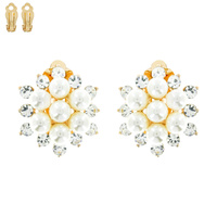 Pearl Cluster with Stones Stone Clip EARRINGS