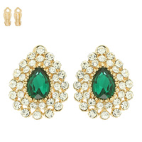 TEARDROP CRYSTAL HALO CLIP-ON EARRINGS