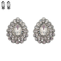 TEARDROP CRYSTAL HALO CLIP-ON EARRINGS