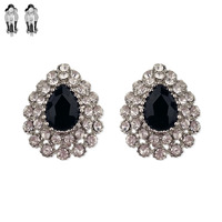 TEARDROP CRYSTAL HALO CLIP-ON EARRINGS