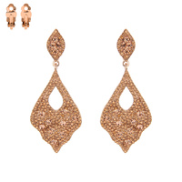 DANGLY RHINESTONE TEARDROP CLIP EARRING