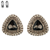Triangle Gem With Stones Metal Clip EARRINGS Ecq63Rbd