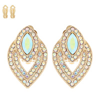 CRYSTAL AND PEARL TEARDROP CLIP-ON EARRINGS