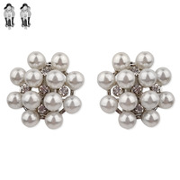 Pearl And Stone Cluster Metal Clip Earrings Ecq71Rwh