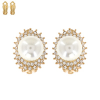 RHINESTONE AND PEARL CLIP EARRING