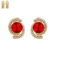 EVENING GLAM CRYSTAL ORBIT HALO STUD CLIP ON EARRINGS