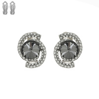EVENING GLAM CRYSTAL ORBIT HALO STUD CLIP ON EARRINGS