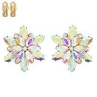 GEMSTONE FLOWER SNOWFLAKE EVENING CLIP ON EARRINGS