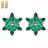 GEMSTONE FLOWER SNOWFLAKE EVENING CLIP ON EARRINGS