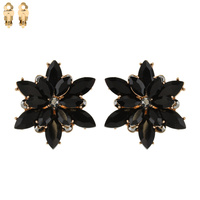 GEMSTONE FLOWER SNOWFLAKE EVENING CLIP ON EARRINGS