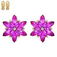 GEMSTONE FLOWER SNOWFLAKE EVENING CLIP ON EARRINGS