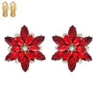 GEMSTONE FLOWER SNOWFLAKE EVENING CLIP ON EARRINGS