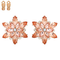 GEMSTONE FLOWER SNOWFLAKE EVENING CLIP ON EARRINGS