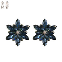 GEMSTONE FLOWER SNOWFLAKE EVENING CLIP ON EARRINGS
