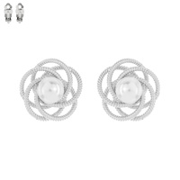 CENTER PEARL METAL CLIP EARRING