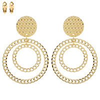 ROUND CHAIN DROP METAL CLIP EARRING