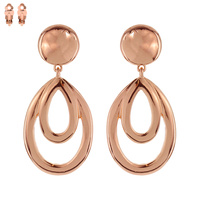 OVAL DANGLE METAL CLIP ON EARRING