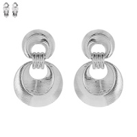 CIRCLE RIBBED METAL CLIP ON EARRING