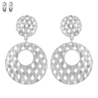 BASKET WEAVE METAL CLIP EARRING