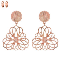 3 PETAL FLOWER METAL CLIP EARRING