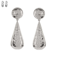 ETCHED DROP METAL CLIP EARRING