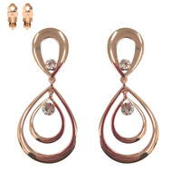 DROP METAL CLIP EARRING GEM CENTER