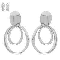 2-TIER LAYERED OPEN CIRCLE CLIP-ON EARRINGS