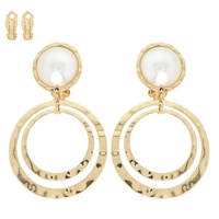 HAMMERED METAL DOUBLE OPEN CIRCLE CLIP-ON EARRINGS