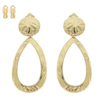 HAMMERED TEARDROP CLIP ON EARRINGS