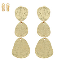 TEXTURED LINEAR DISC CLIP-ON EARRINGS