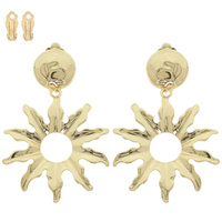 METAL SUNBURST CLIP ON EARRINGS