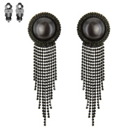 DANGLY RHINESTONE AND PEARL CLIP EARRING