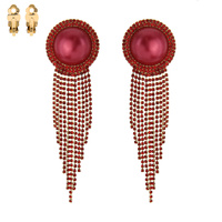 DANGLY RHINESTONE AND PEARL CLIP EARRING