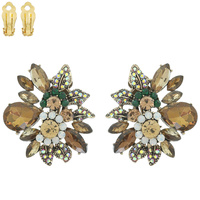 FLORAL CRYSTAL CLIP ON EARRING
