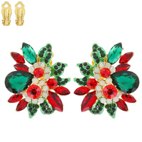 FLOWER METAL/STONE CLIP EARRING