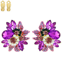 FLOWER METAL/STONE CLIP EARRING