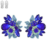 FLOWER METAL/STONE CLIP EARRING
