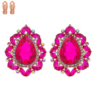 TEARDROP GEM WITH RHINESTONE CLIP EARRINGS